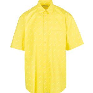 Balenciaga Yellow shirt with White All-over Logo